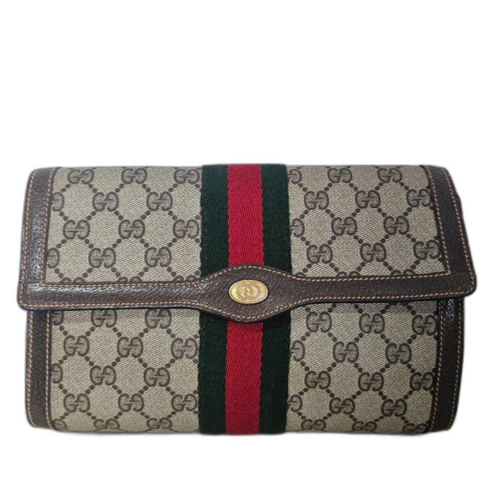 GUCCI Web Supreme Coated Canvas Clutch Bag